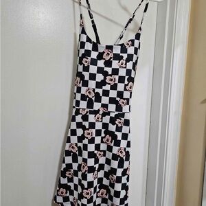 Kingdom & Co. Disney Dress - s/m  Checkered Mini Dress with Character Print